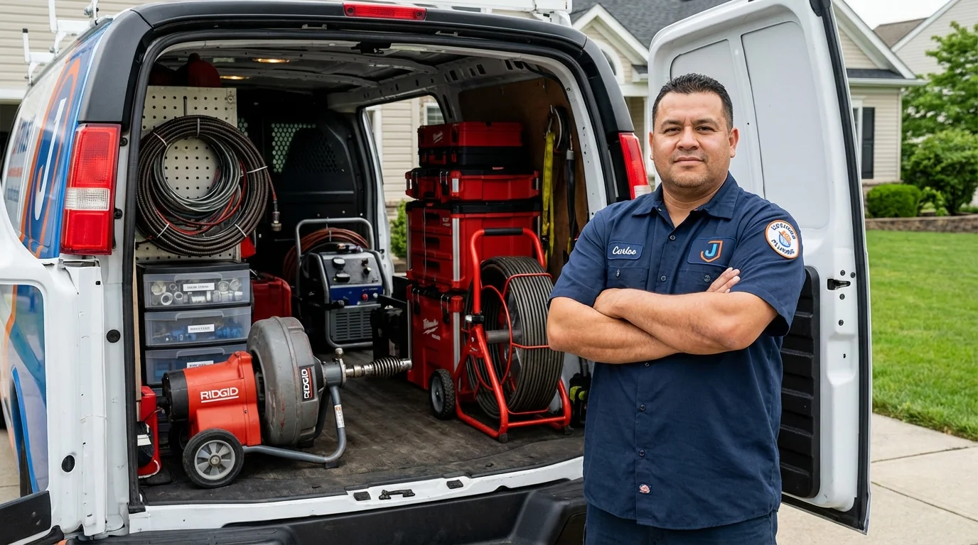 Professional drain cleaning equipment and Johns Plumbing LLC plumber in Williams