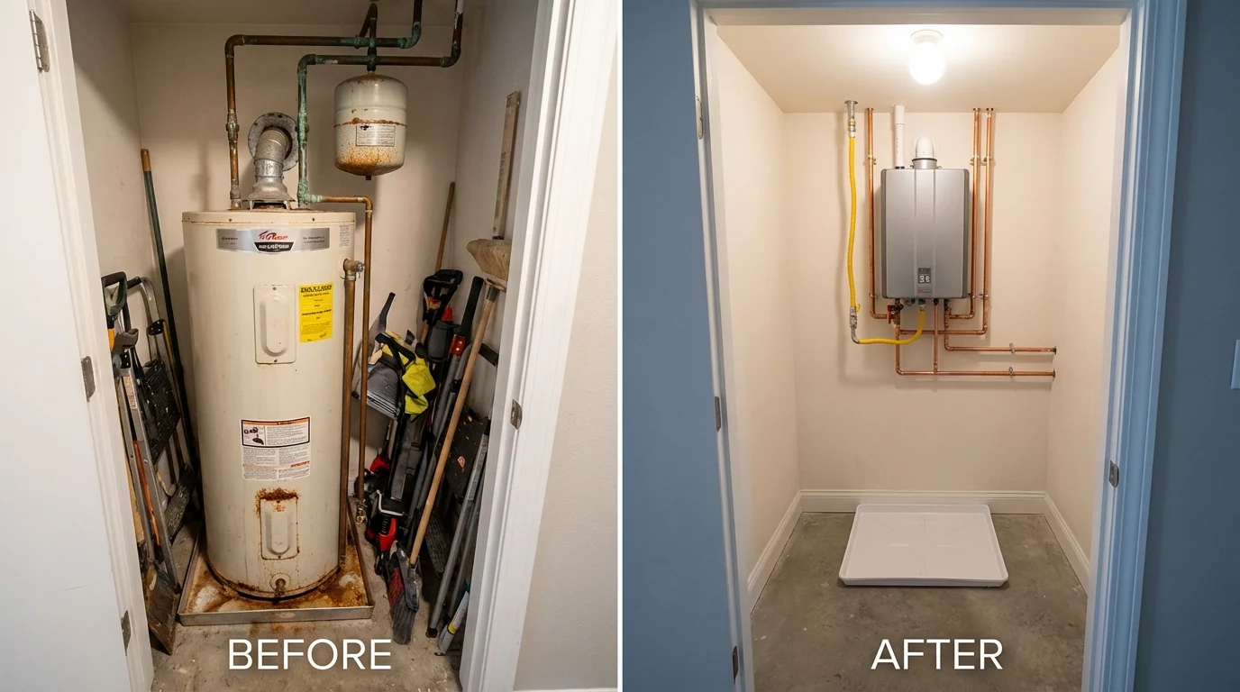 Tank water heater versus wall-mounted tankless unit comparison for Williams, OR homeowners